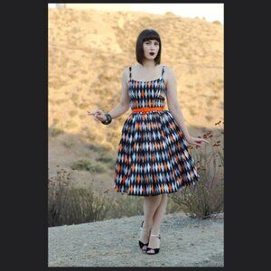 Limited Edition Pinup Girl Clothing Jenny Dress in Halloween Harlequin Print